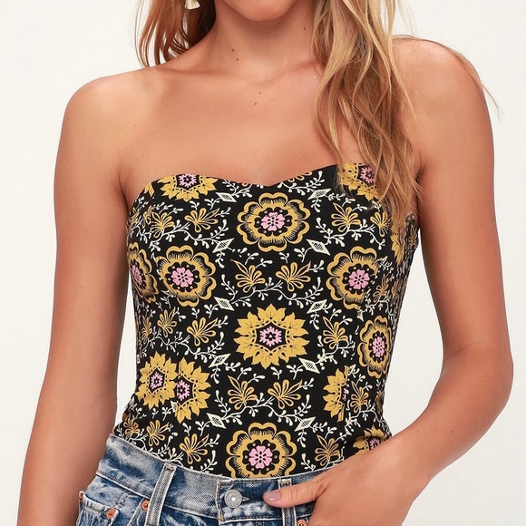 Free People Tops - Free People Daisy Chain Floral Tie-Back Tube Top